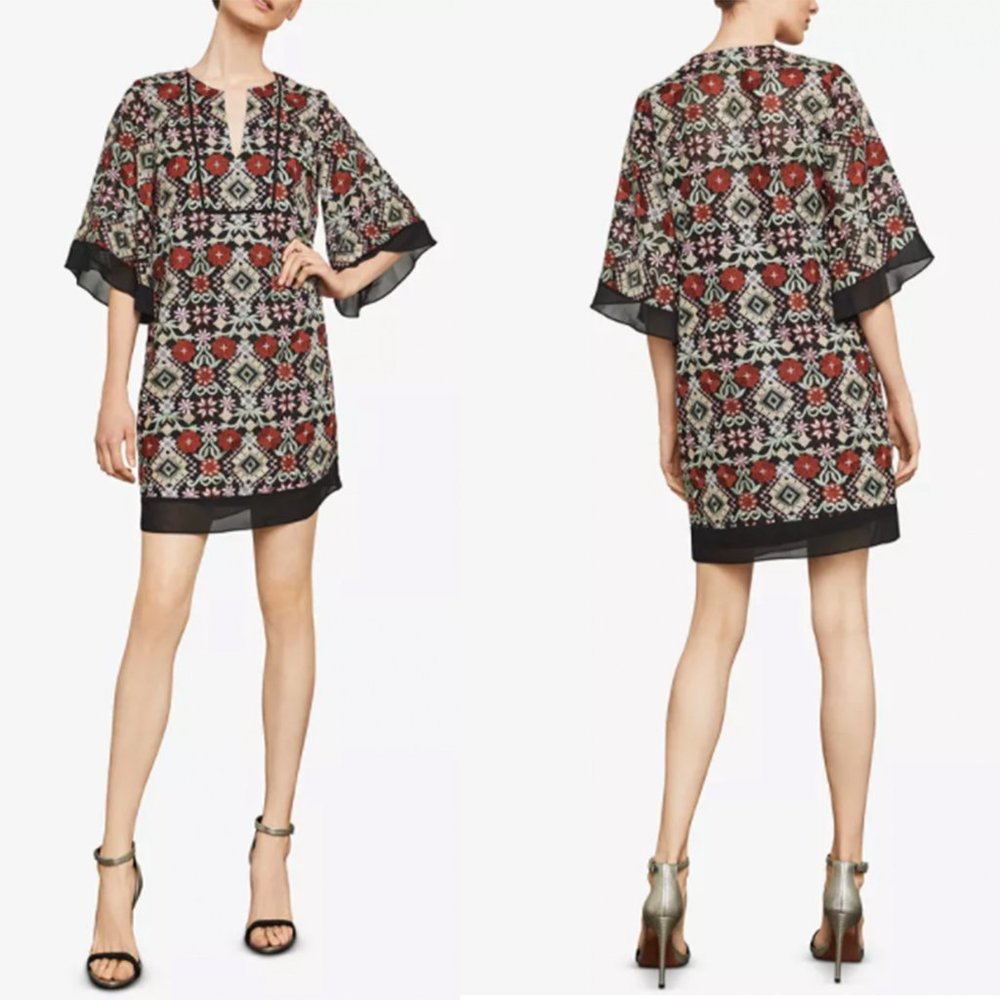 NWT BCBGMaxAzria Tati Embroidered Floral Shift Dress - Picture 3 of 7